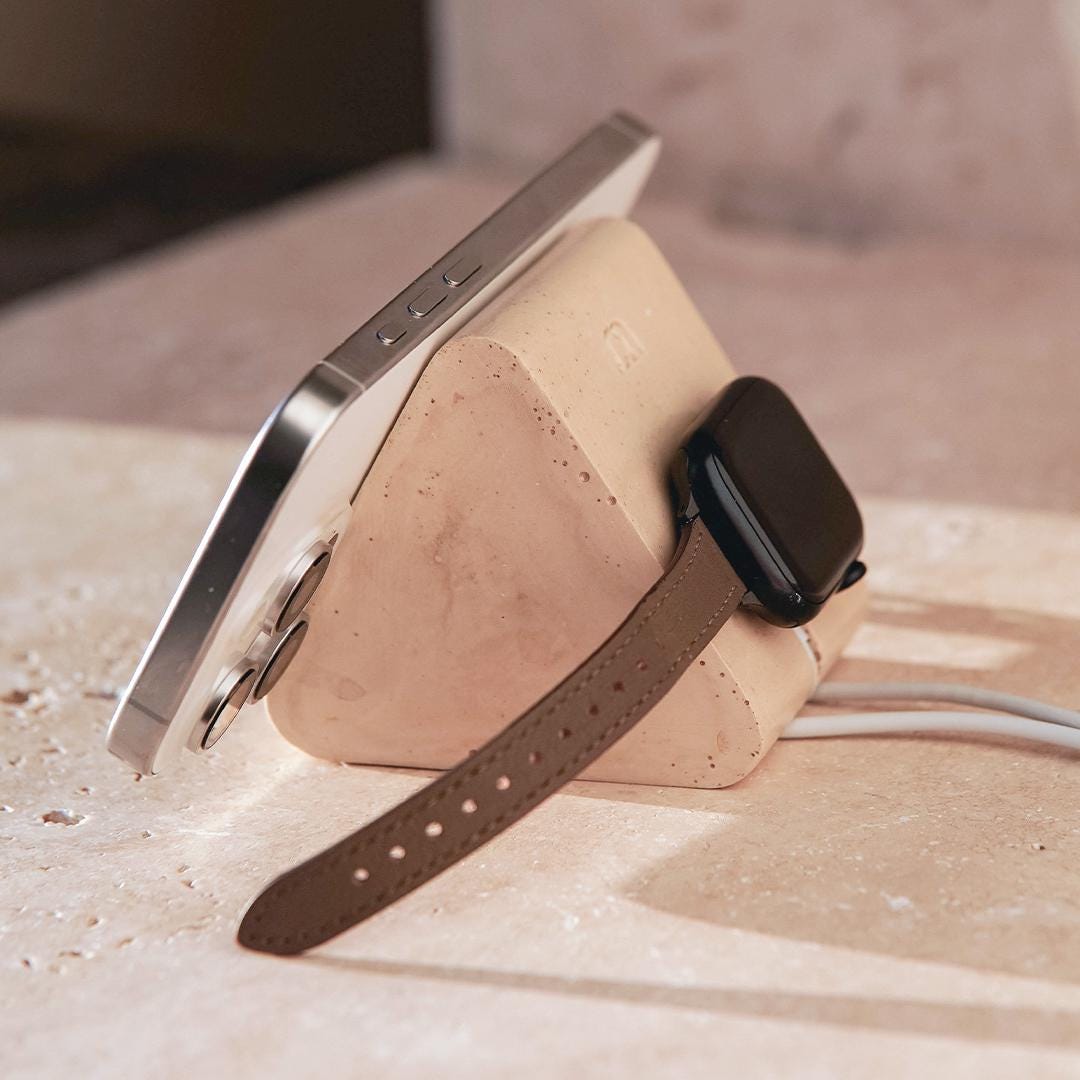 MagSafe Charging Station for iPhone & Apple Watch | Stone Charging Dock | Minimalist Nightstand Charger