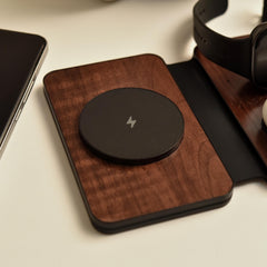 Personalized Wireless Charging Station, Custom Wood Charger Stand, iWatch & AirPods Charger, Engraved Dock, Gift for Him
