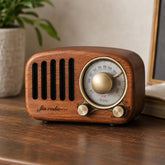 Retro FM Radio, Vintage Wood Finish Desktop Radio, Compact Analog Style Speaker for Home Office Decor