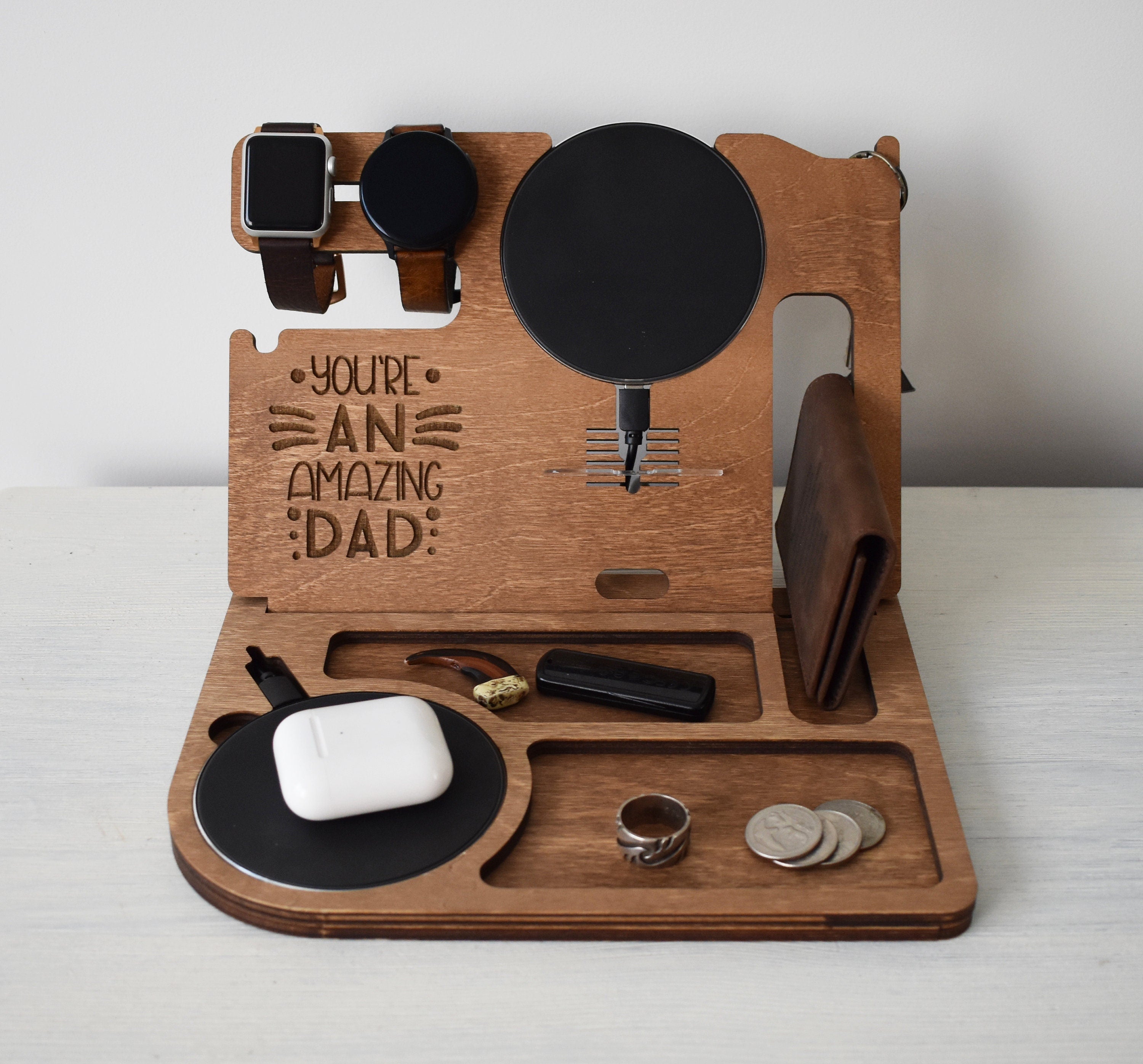 Wireless Docking Station with 2 Charging Pads, Compatible with iPhone and Android