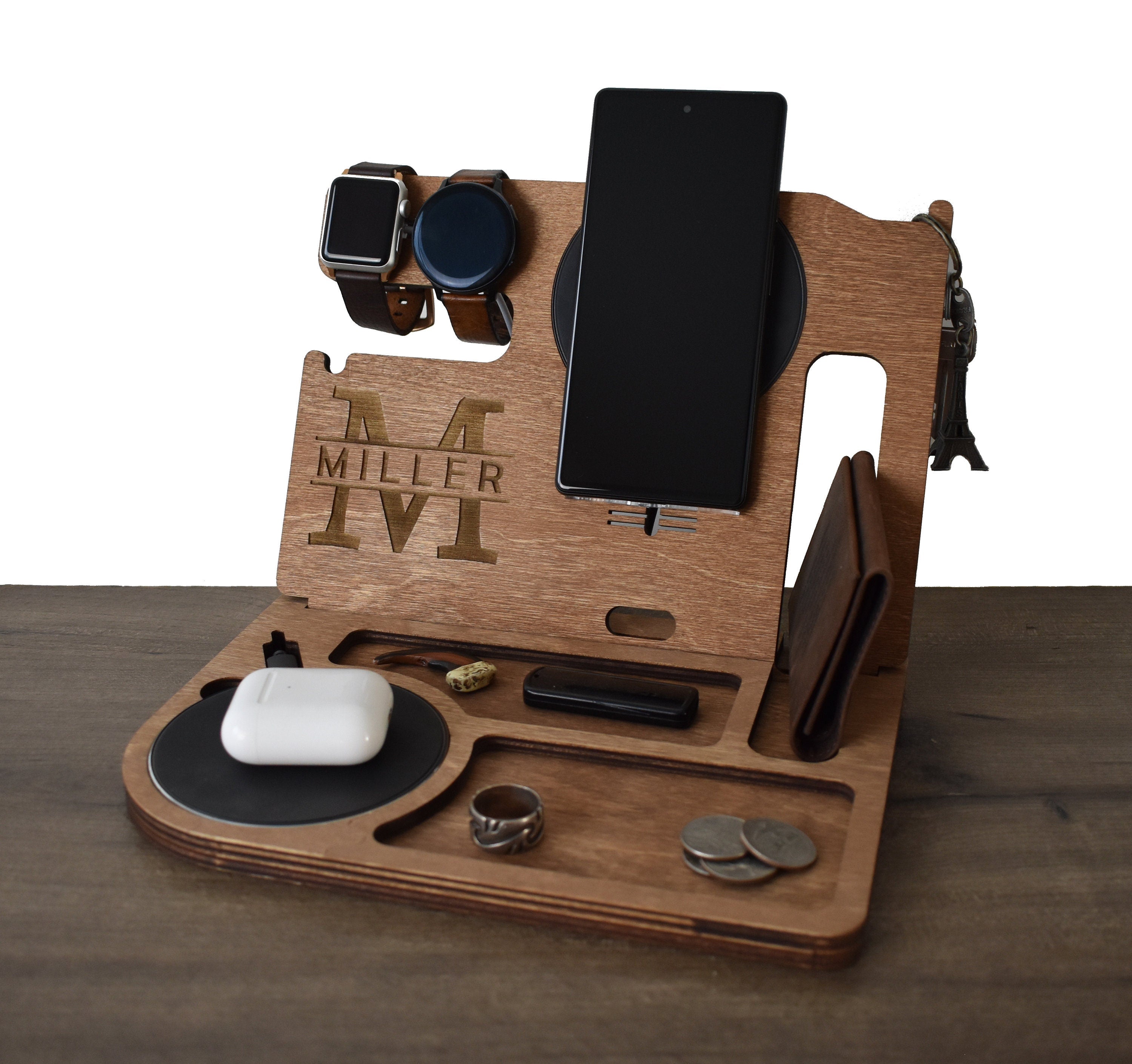 Wireless Docking Station with 2 Charging Pads, Compatible with iPhone and Android