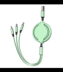 3-in-1 Retractable Charging Cable, Fast Multi USB Charger for iPhone Samsung Huawei Xiaomi