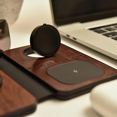 Personalized Wireless Charging Station, Custom Wood Charger Stand, iWatch & AirPods Charger, Engraved Dock, Gift for Him